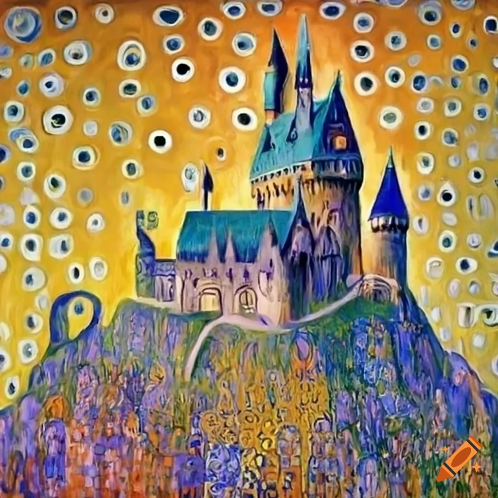 painting-of-hogwarts-castle-inspired-by-gustav-klimt