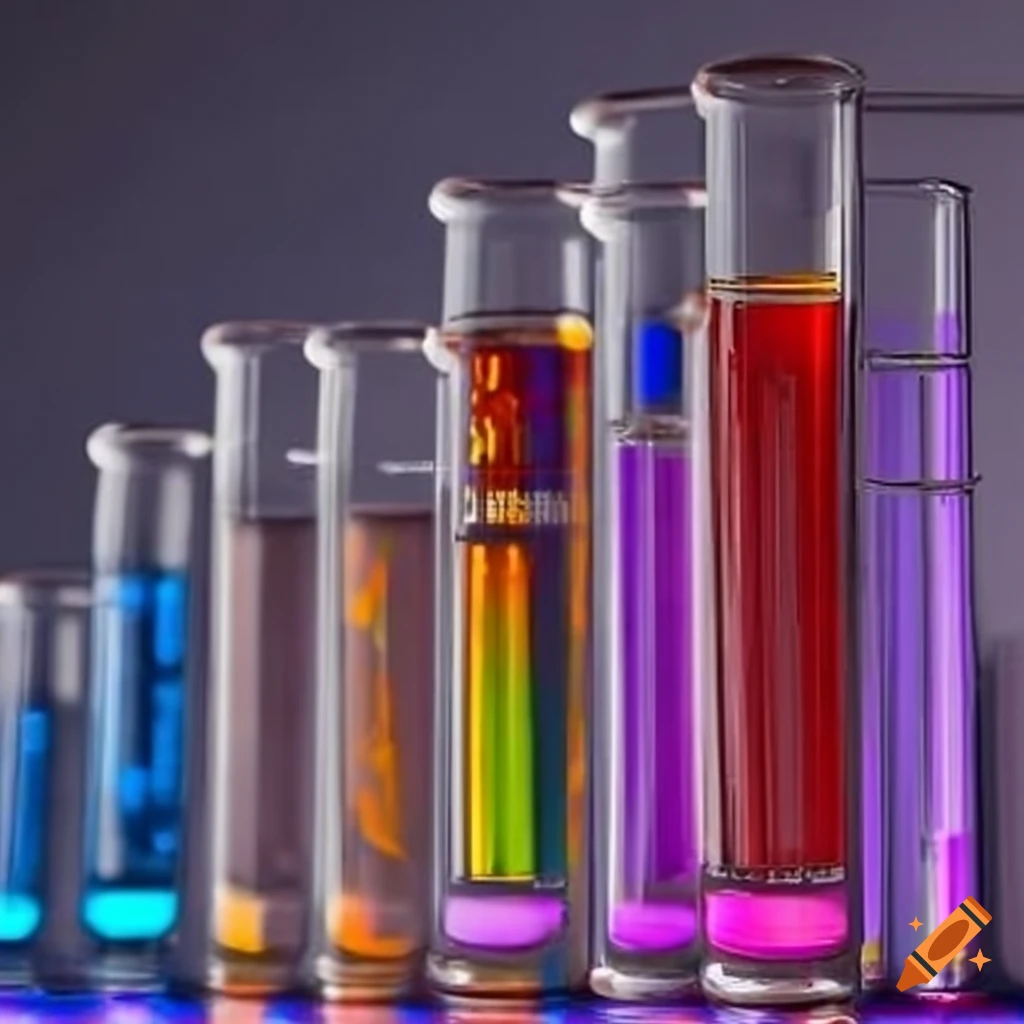 test tubes with colorful liquids in a chemistry lab