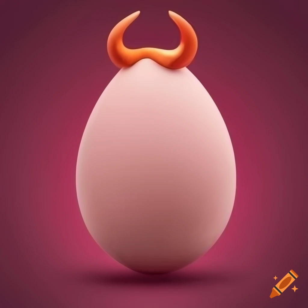 cute egg with horns on pink background