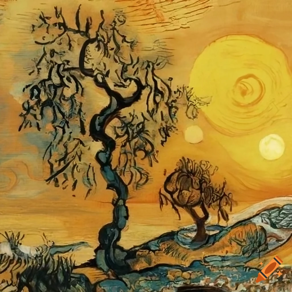 chinese-ink-painting-of-honeybees-and-olive-trees-at-sunrise-on-craiyon