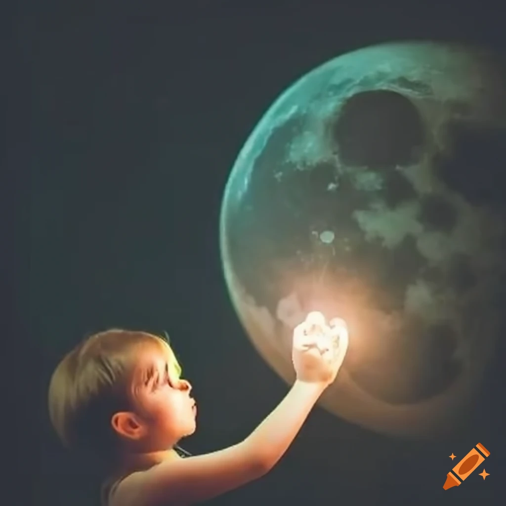 child reaching for the moon