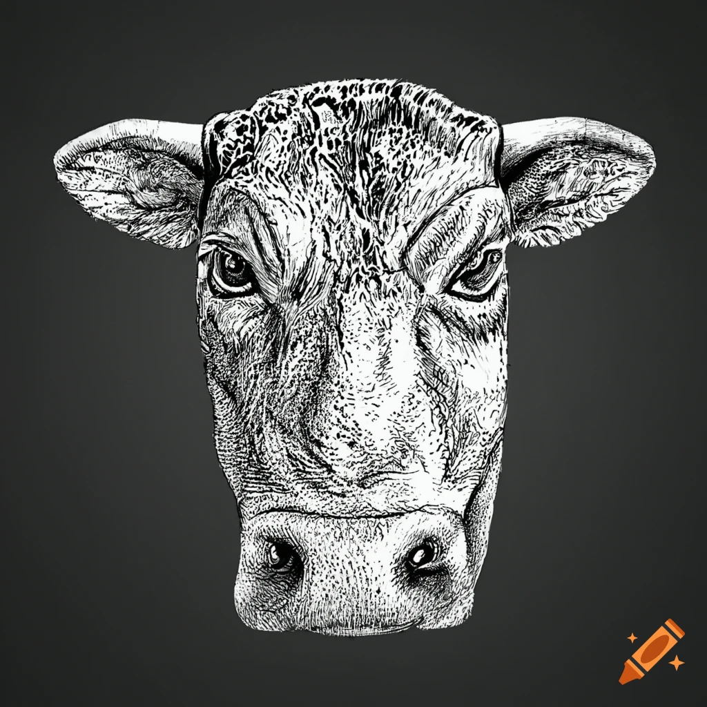 Dotshaded line art of a cow on Craiyon