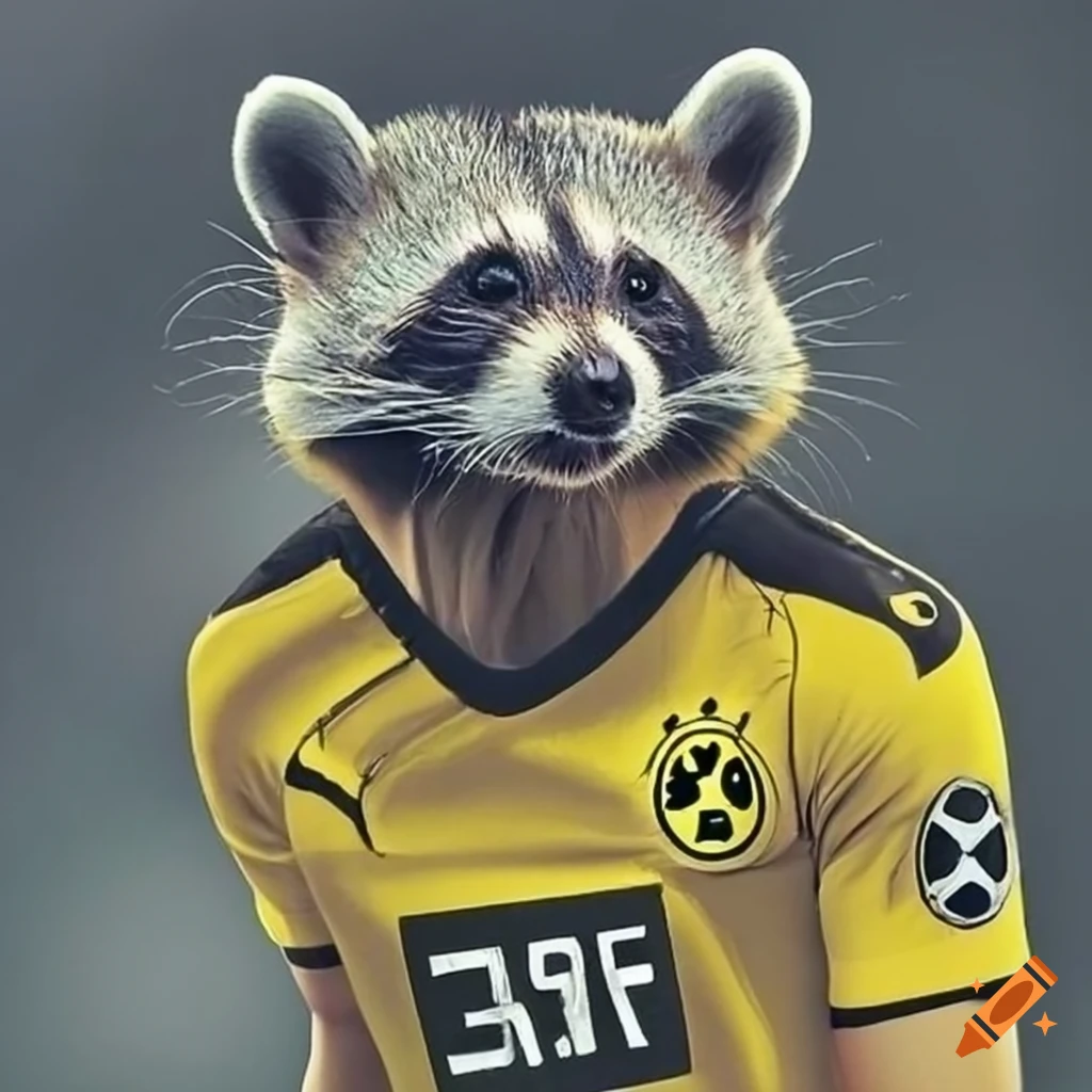 Un bogmoule, animal fantastique avec un museau de raton laveur et un pantalon de survêtement noir et jaune