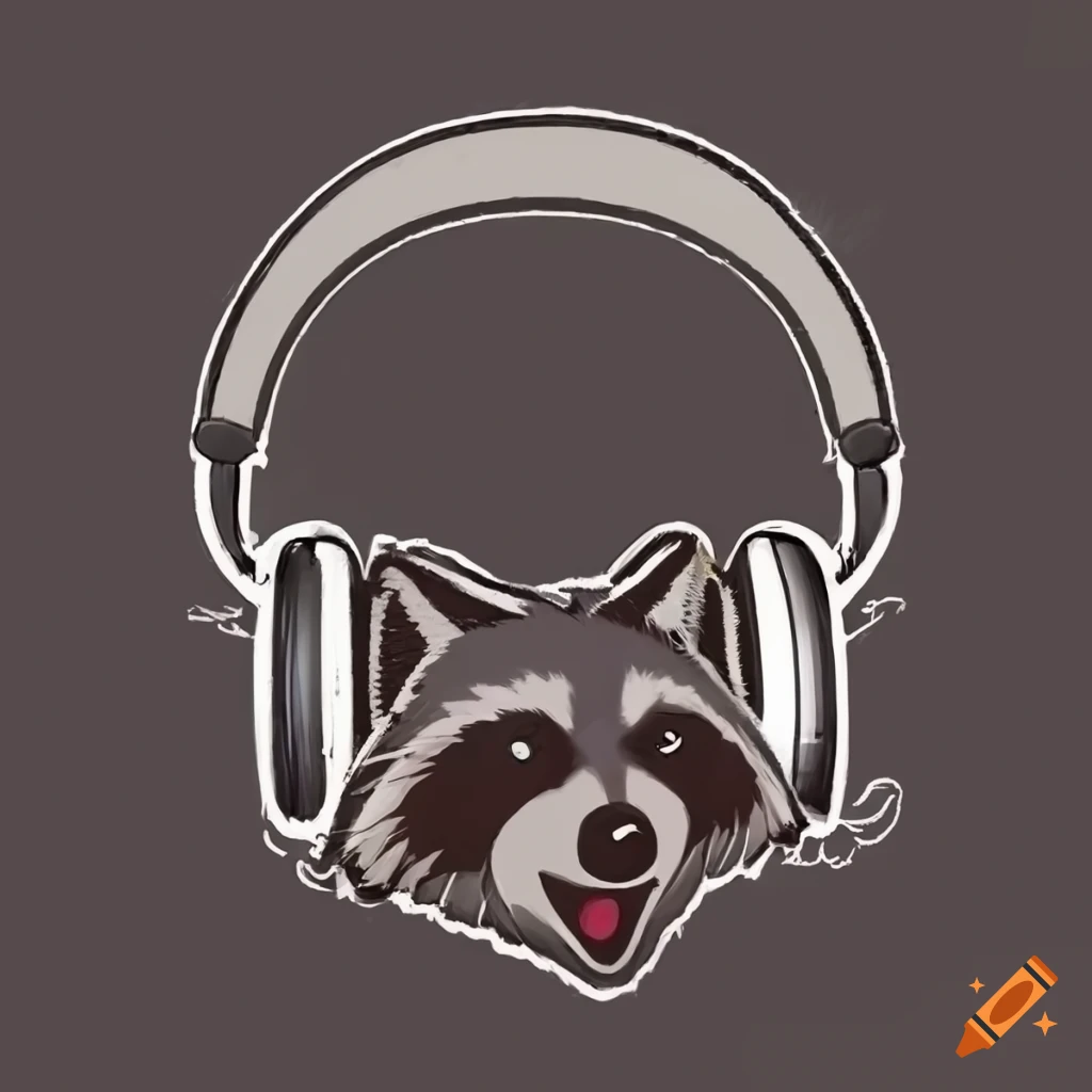 raccoon logo with headphones