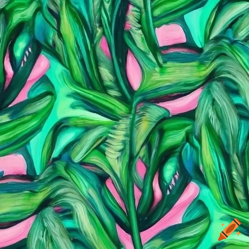 tropical botanical acrylic painting on a white background