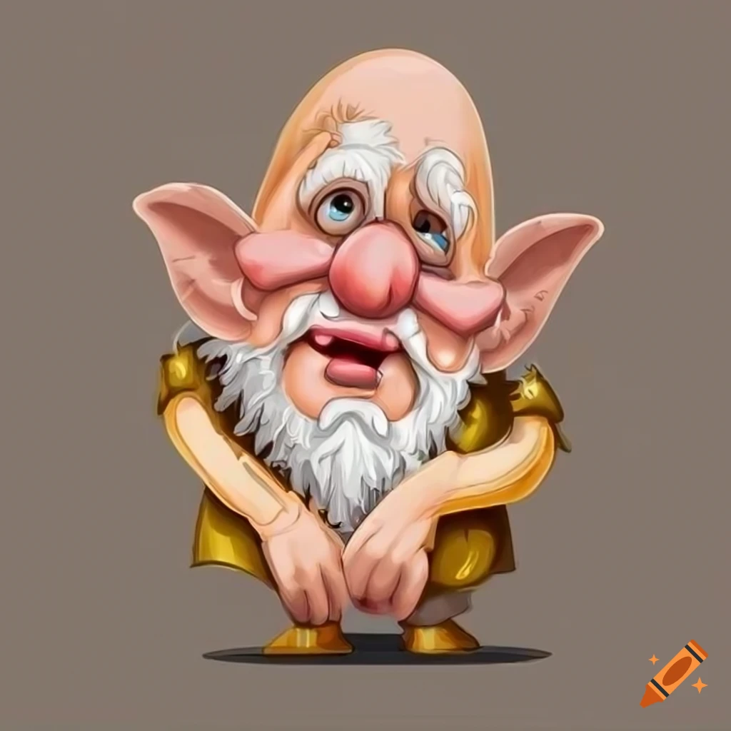 cartoon dwarf with astonished expression