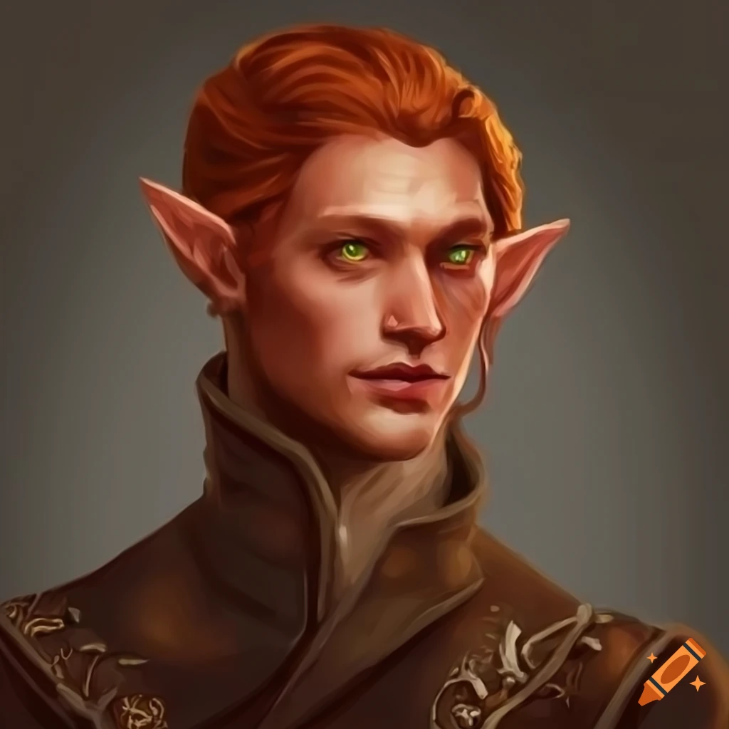 portrait of an aristocratic devious half-elf male