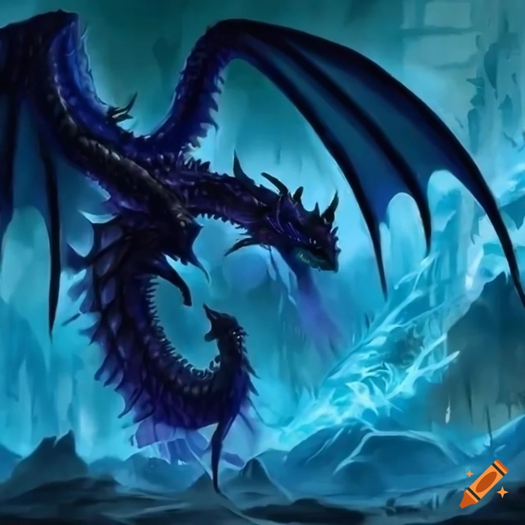 Small blue dragon magic: the gathering card on Craiyon