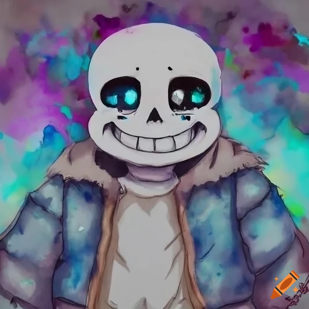 Sans from undertale with colorful headphones on Craiyon