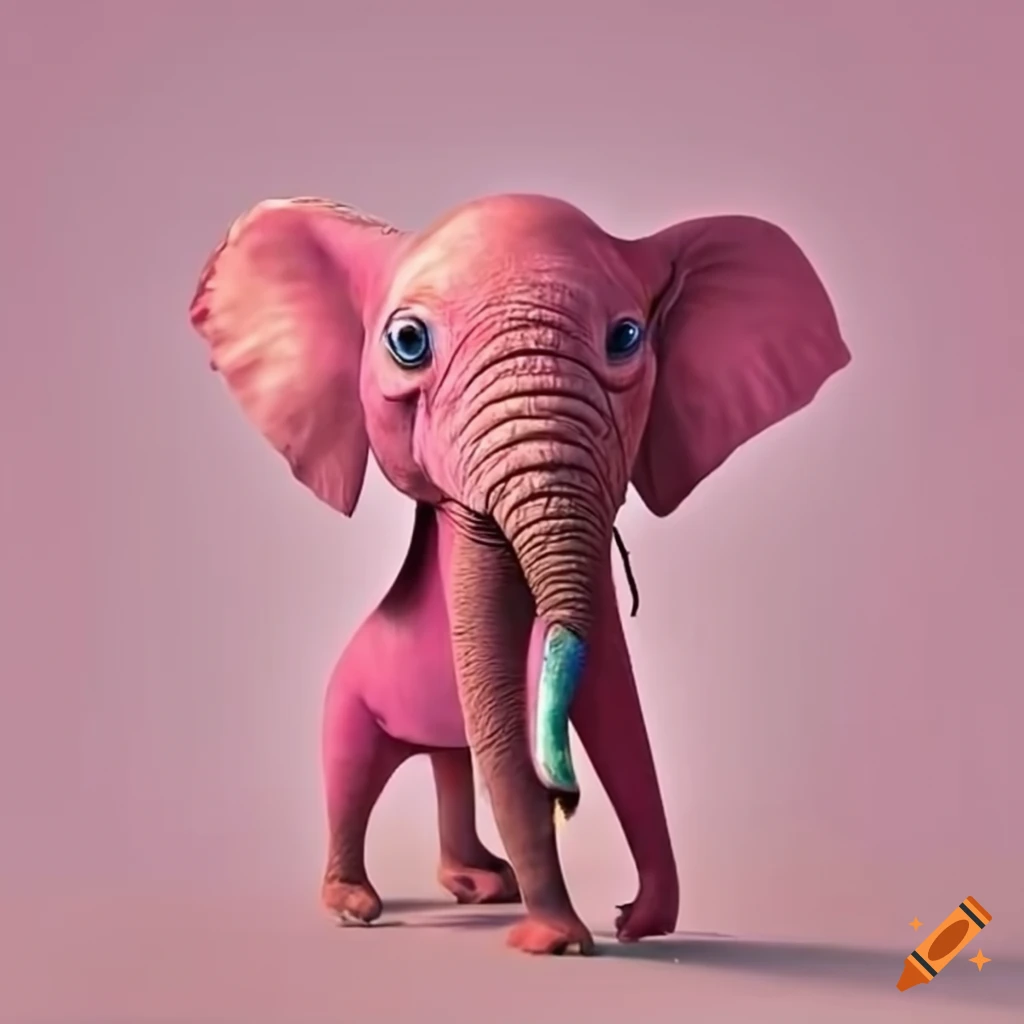 cartoon pink elephant with a long neck