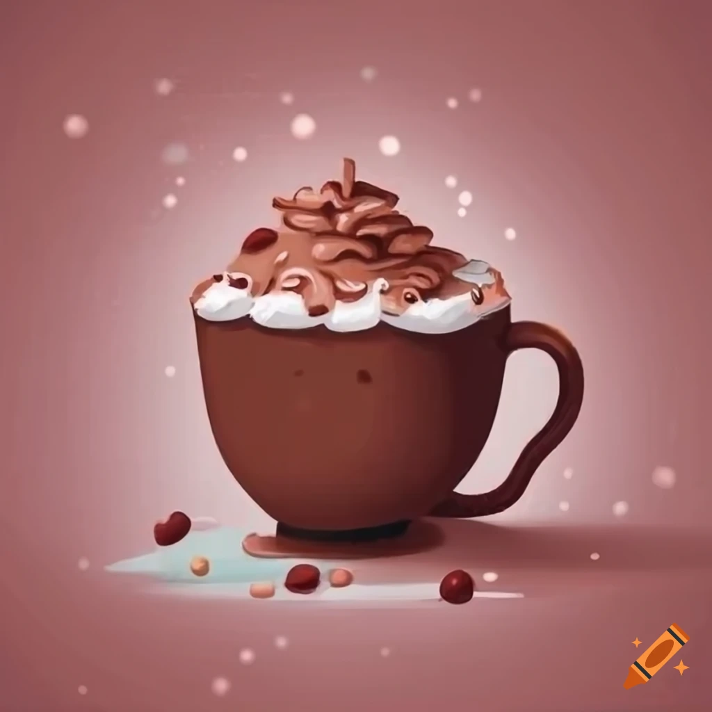 Christmas-themed hot chocolate cup illustration