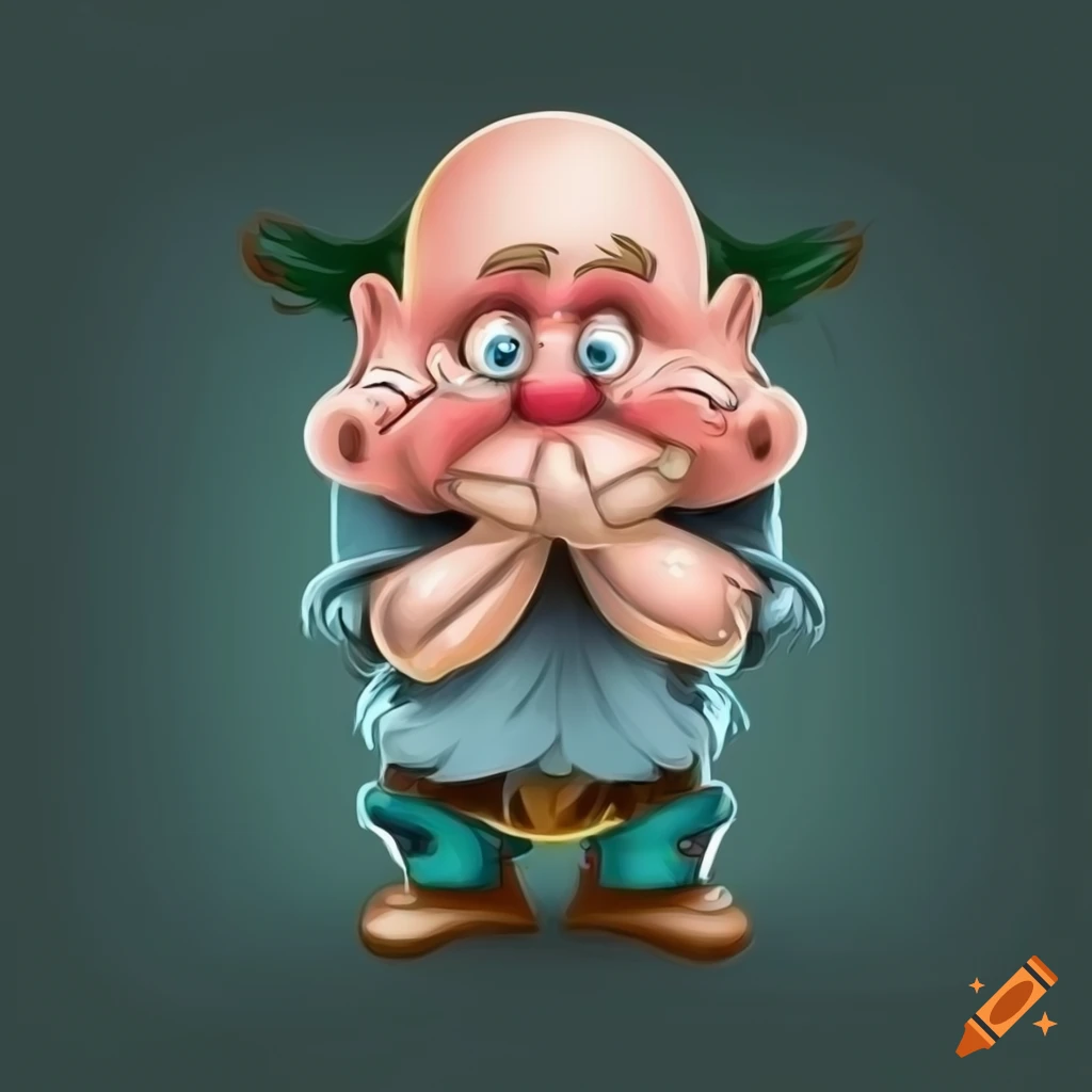 Cartoon image of a surprised dwarf on craiyon