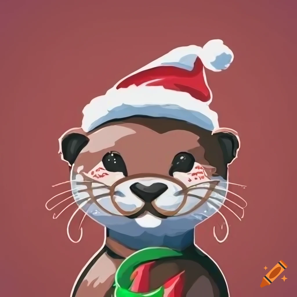 Christmasthemed otter logo for a discord server