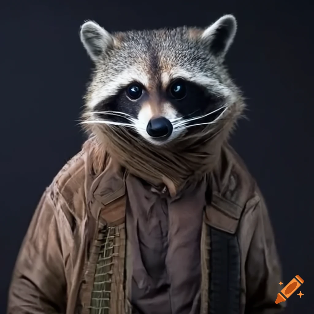 Raccoon dressed as Joe from Blade Runner 2049
