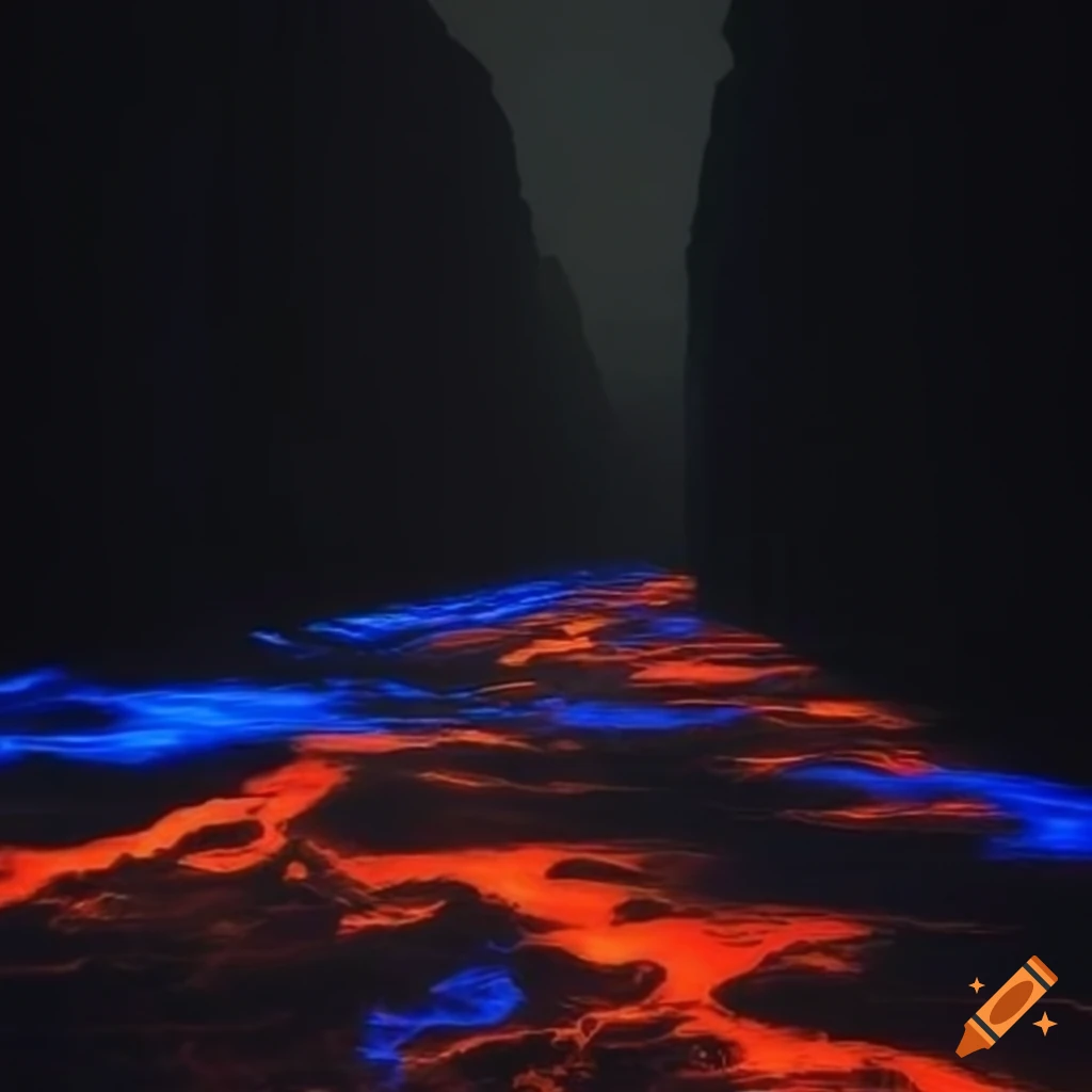 surreal black steppe in a foggy corridor
