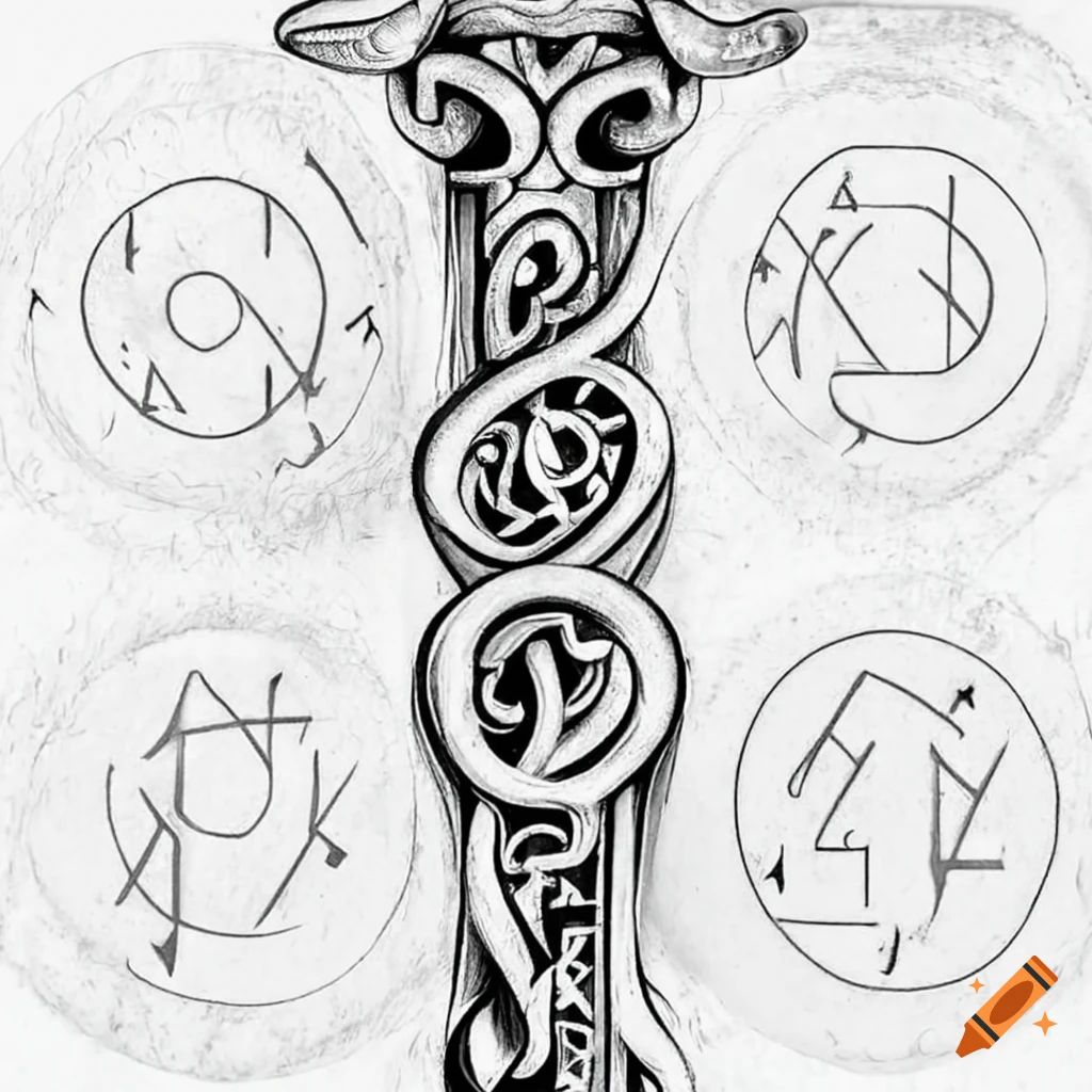 Viking Warrior in Battle Pose - Norse Mythology Tattoo Design - LimeWire
