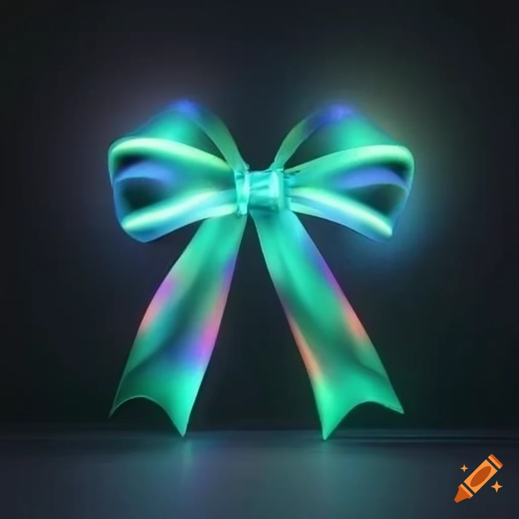 Light green ribbon bow with a subtle glint on Craiyon