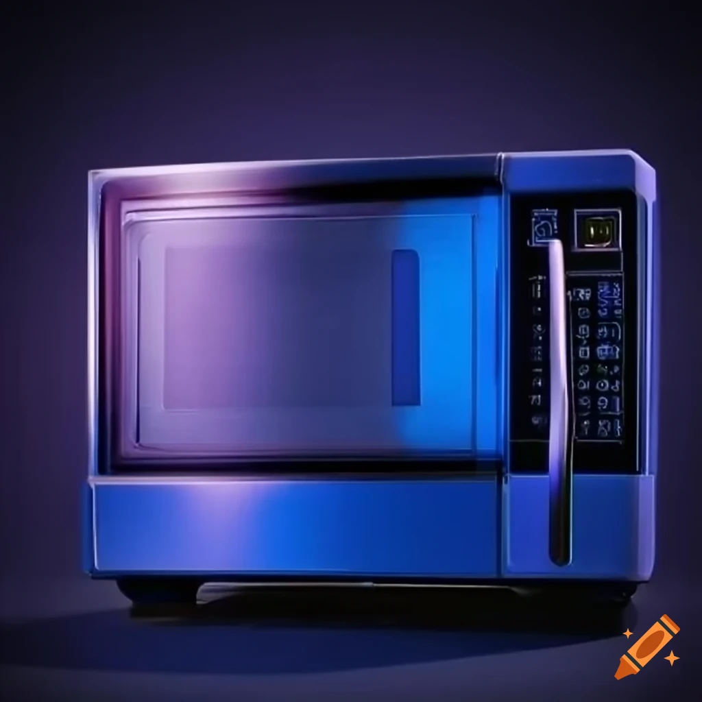 Microwave with blue lighting on Craiyon