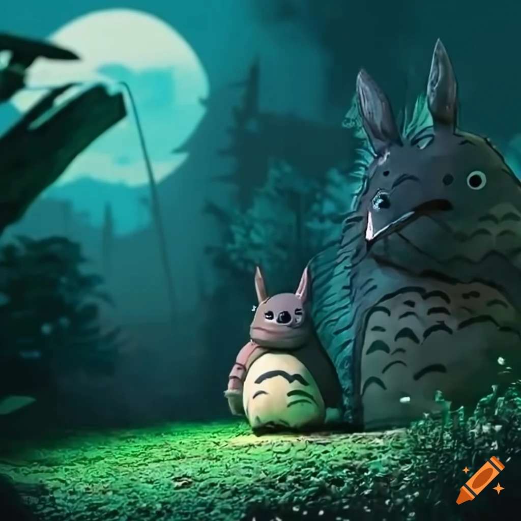 Blade Runner Totoro themed diorama with glitter