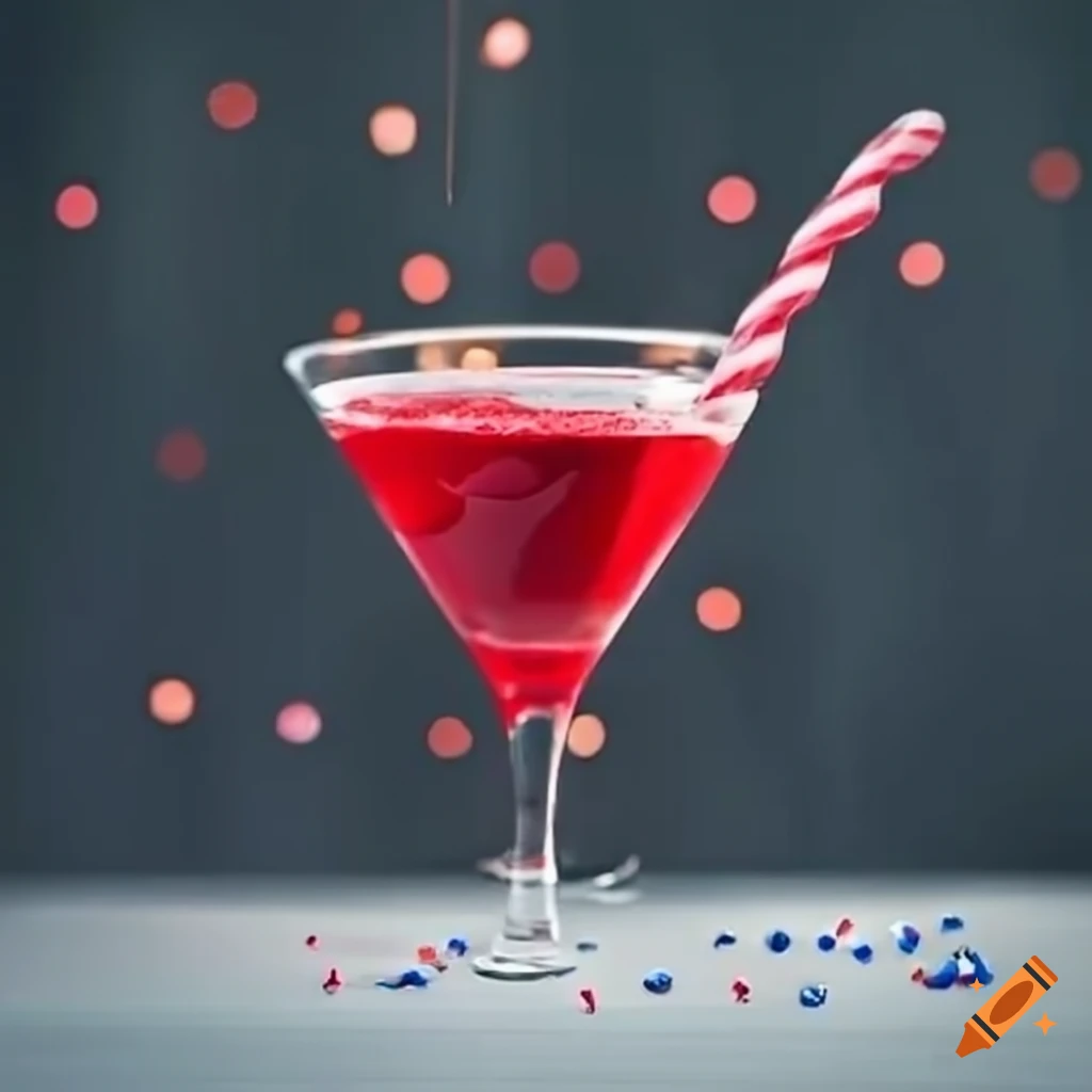 Red martini with candy cane twist on craiyon