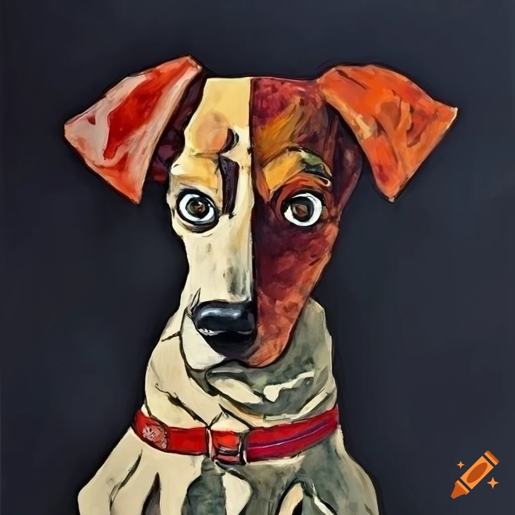 Egon Schiele inspired artwork of a dog