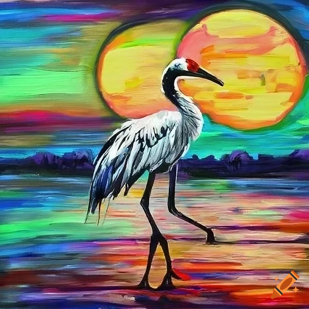 Painting of a whooping crane by a middle school student