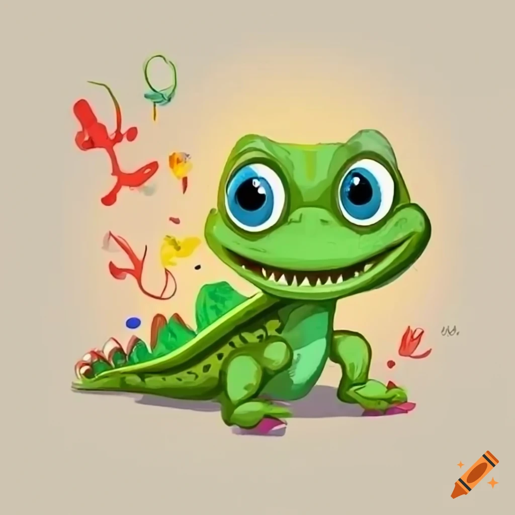 Cute Cartoon Reptiles For A Five year old Birthday Party On Craiyon
