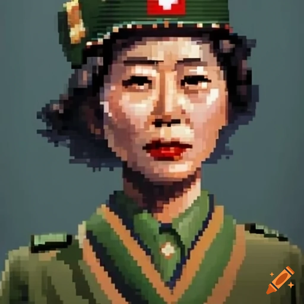 pixel art of a Korean woman during World War 1