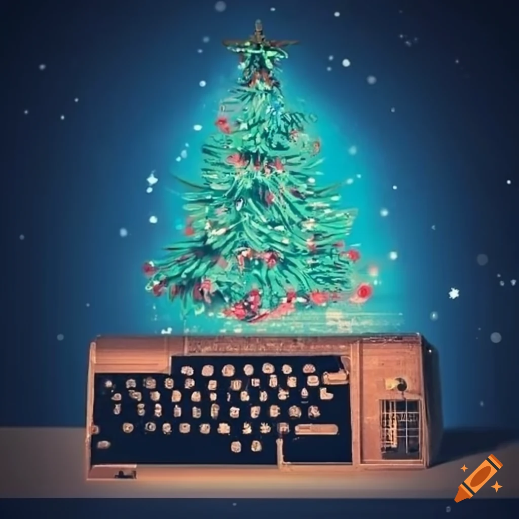 Christmas card with vintage computer design on Craiyon