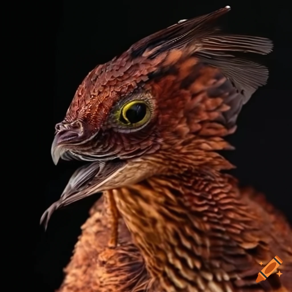Large winged bird of prey with long red feathers on its head, ultra  detailed, fantasy on Craiyon