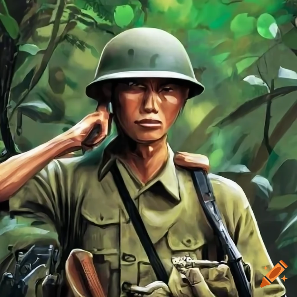 Japanese soldier in a jungle during world war 2 on Craiyon