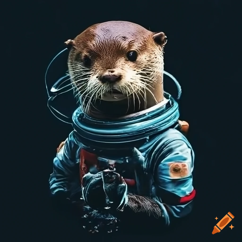 Funny otter astronaut floating in space on Craiyon