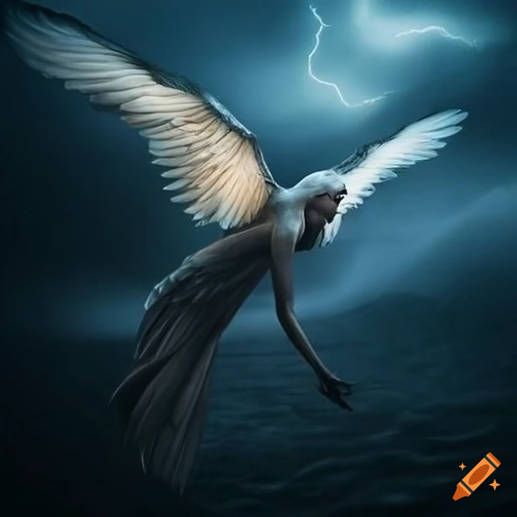 artwork of a fiery fairy with thunder wings