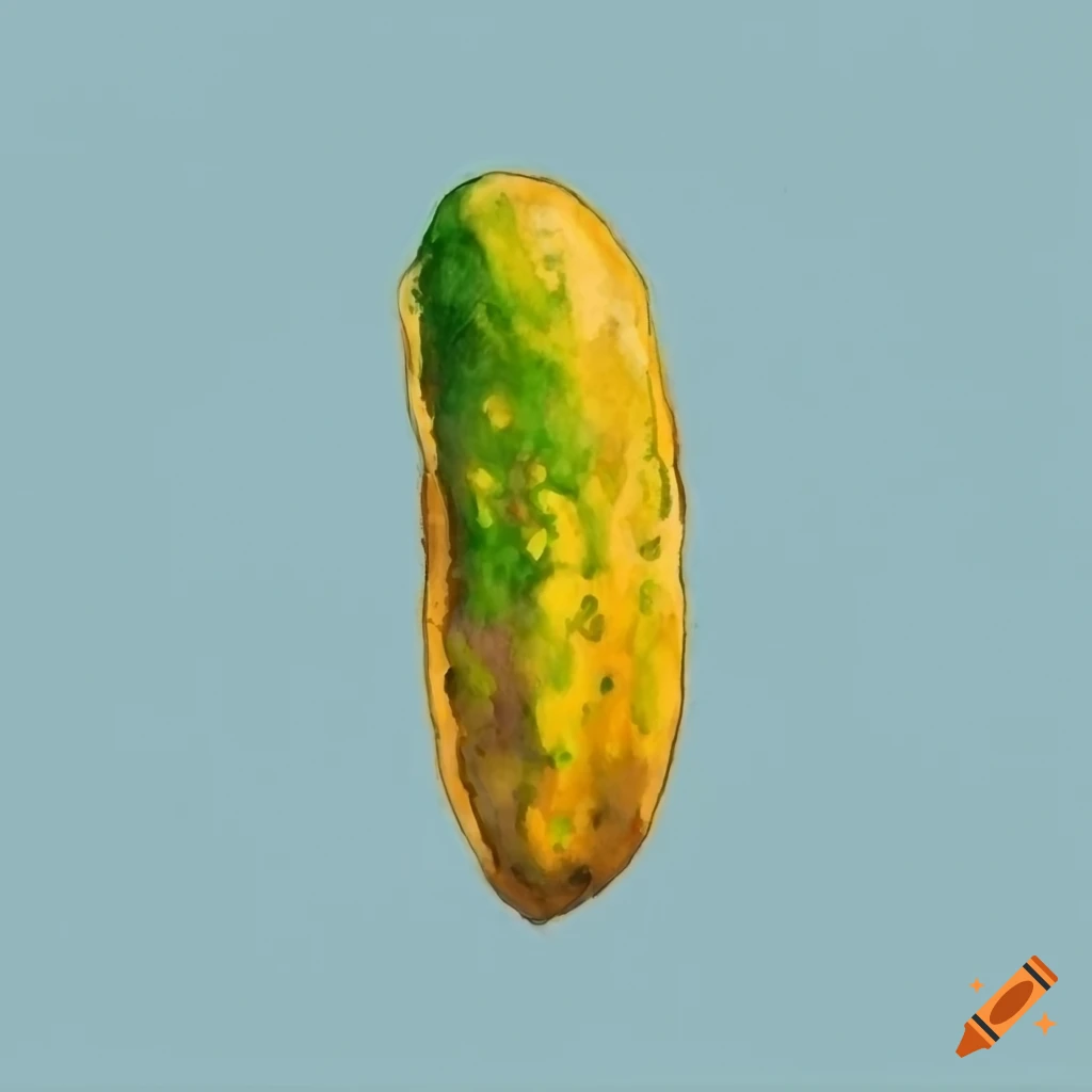 watercolor painting of a yellow cucumber