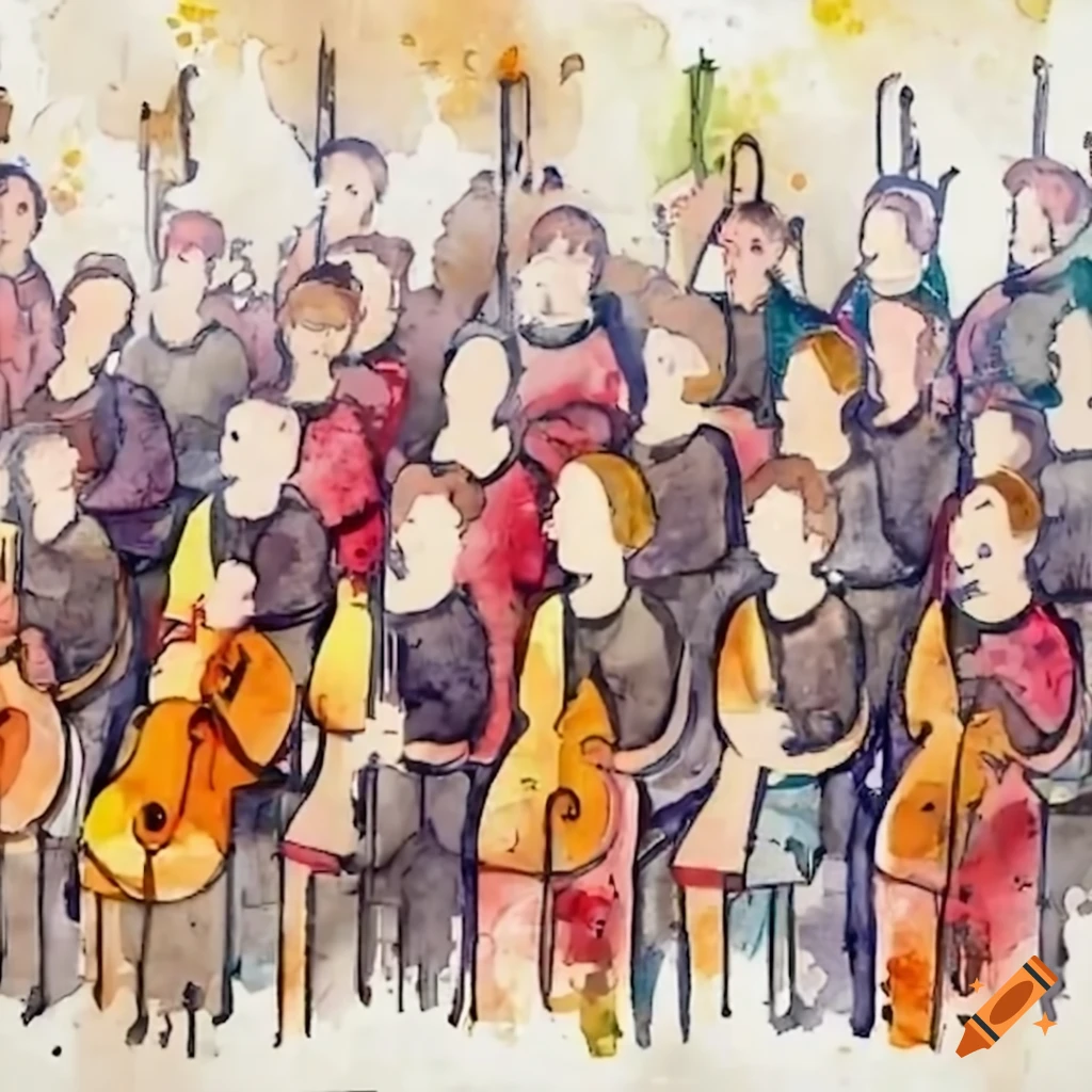 Image of a choir singing with orchestra on Craiyon