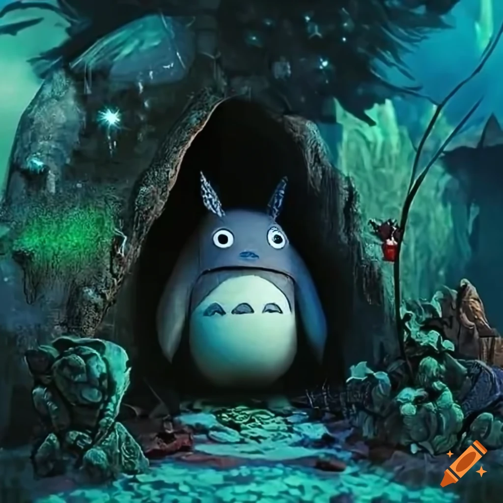 diorama of a Totoro Blade Runner inspired scene