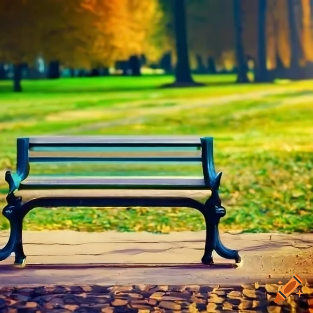 Front view of a park bench