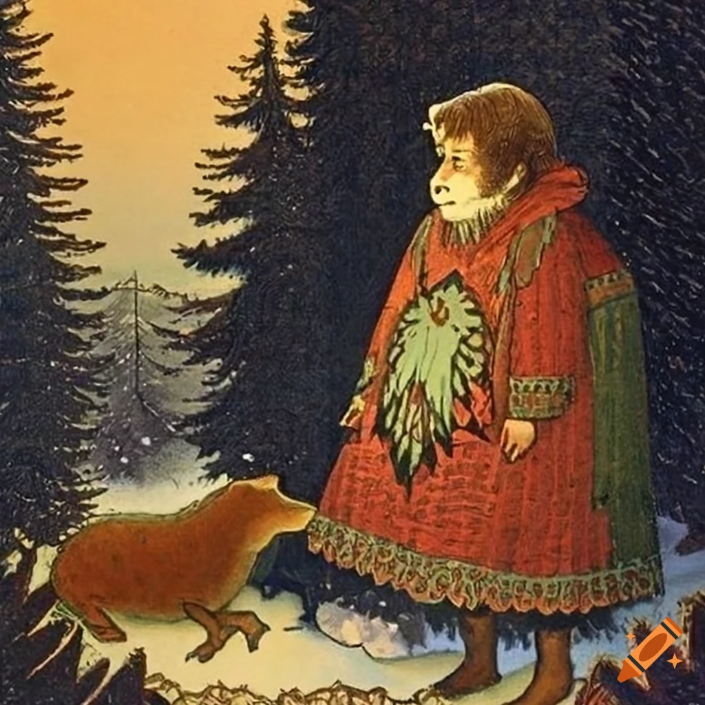 illustration of a festive holiday Country Christmas scene