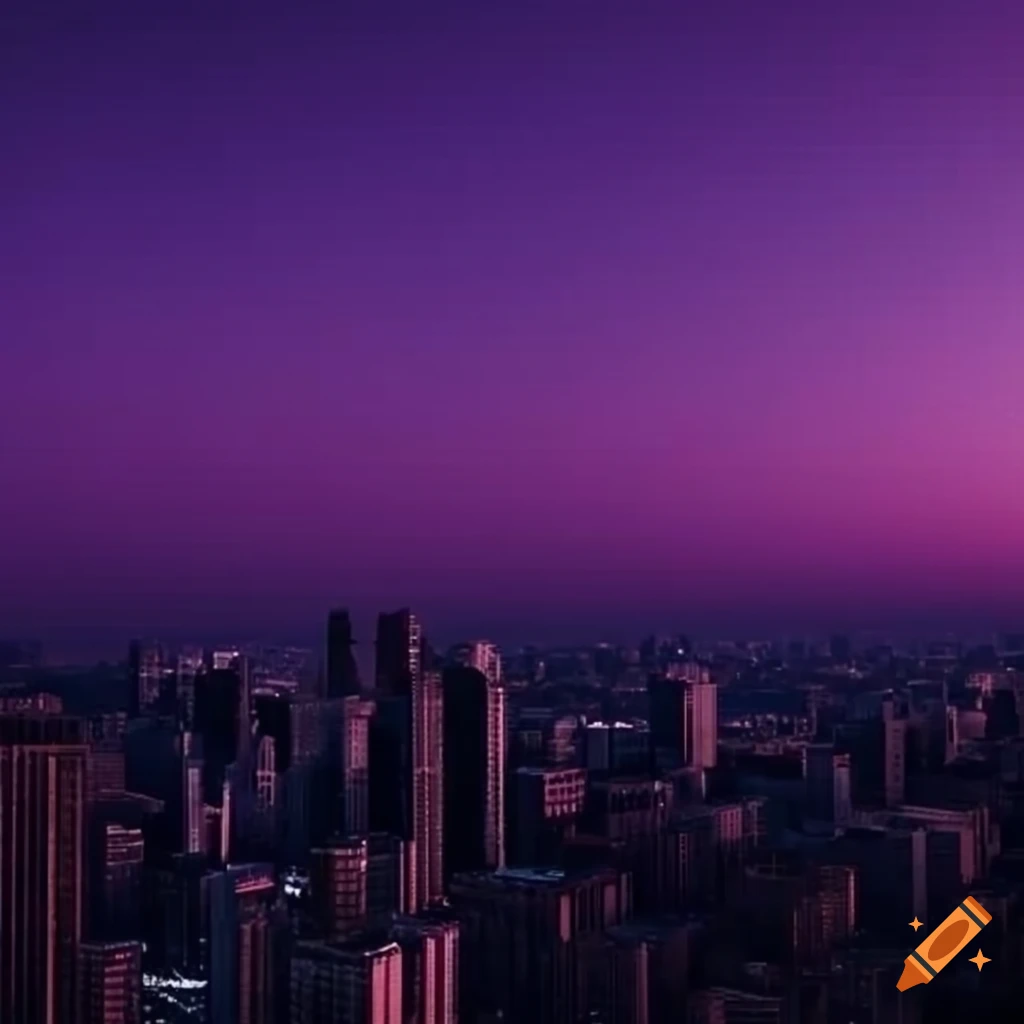 dark purple sky over a city