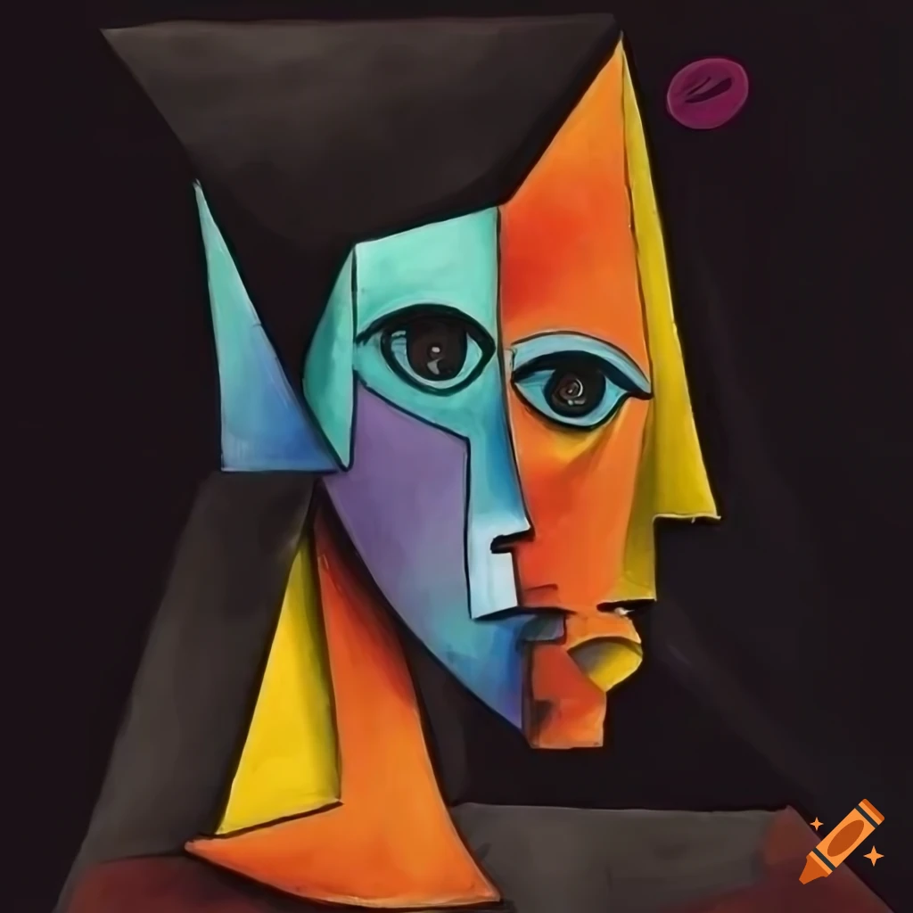 Expressive charcoal artwork with vibrant colors