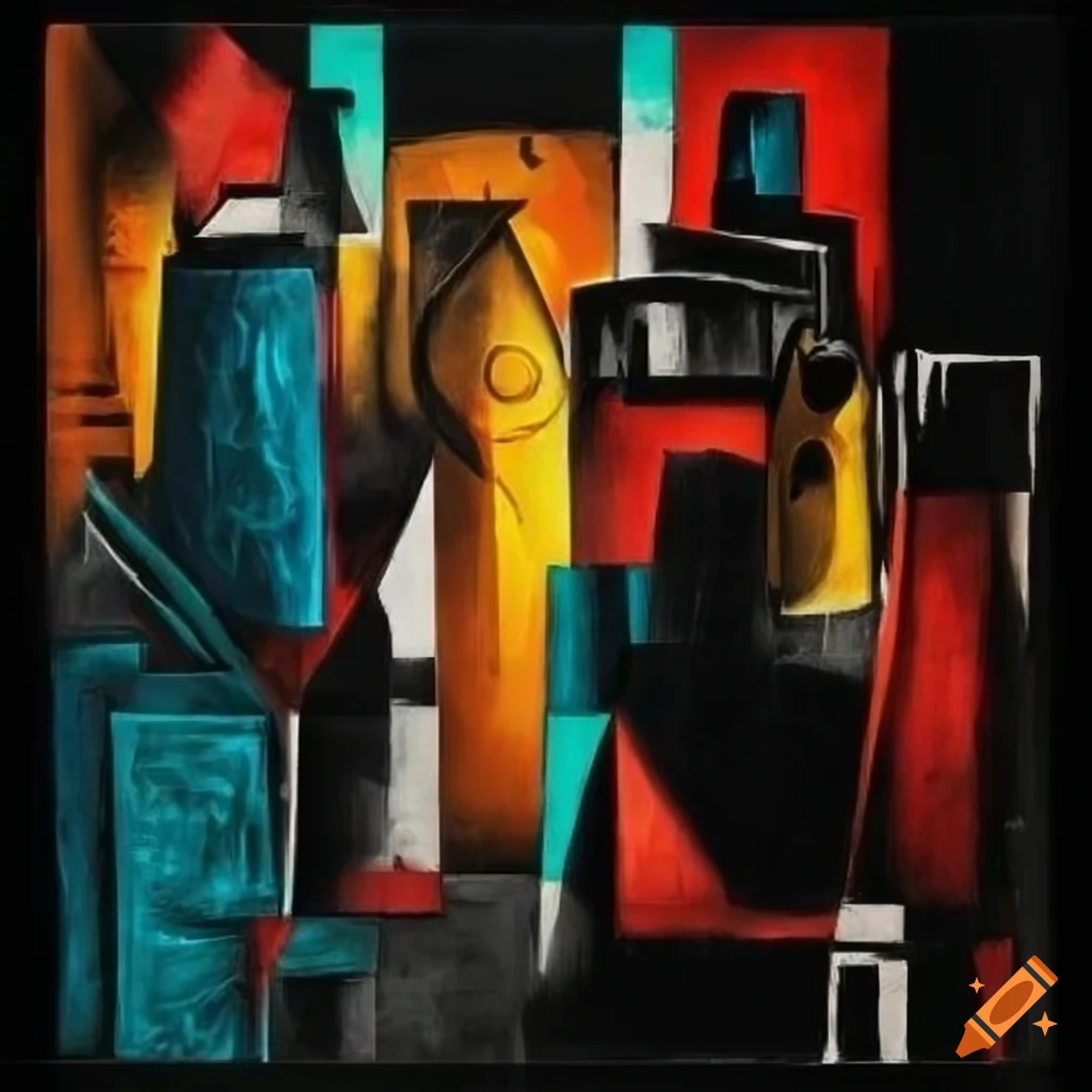 Surrealist black and white doodles with red, yellow, and turquoise accents