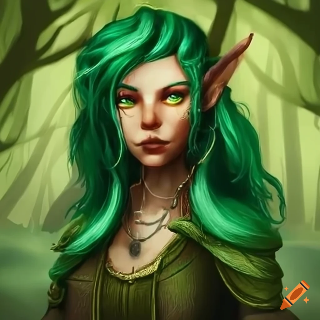 Image of a female forest gnome wizard on Craiyon