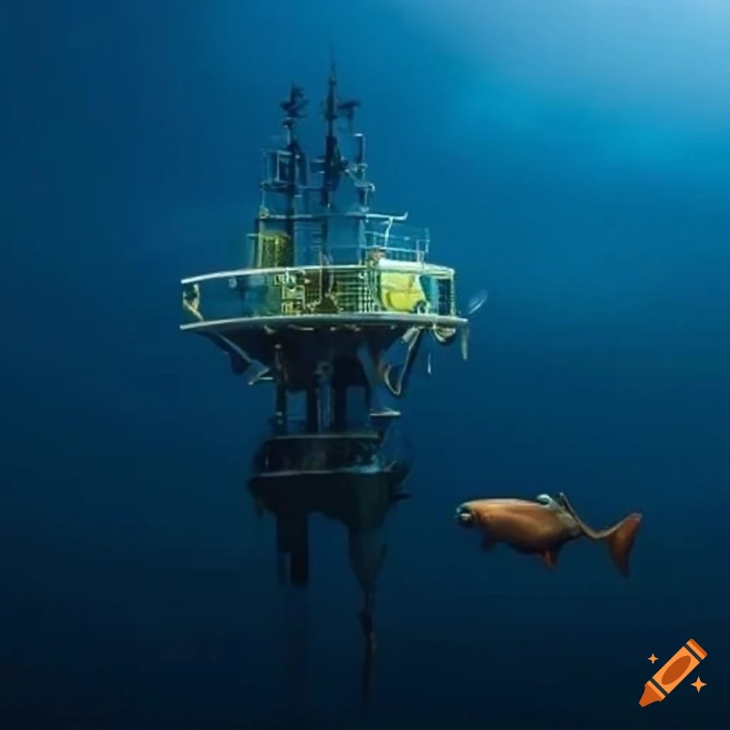 subsea wellhead with fish swimming around
