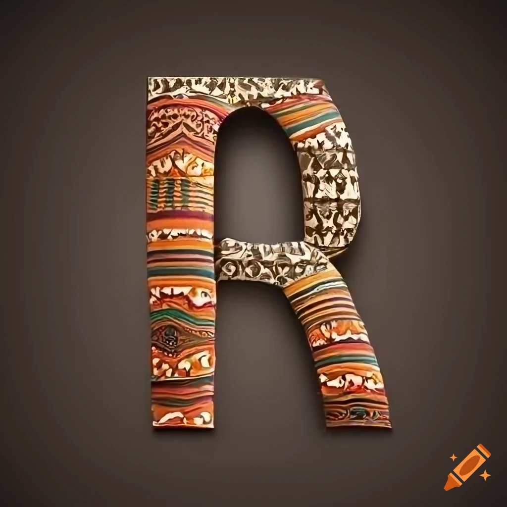 ultra realistic letter 'A' with African folk motifs