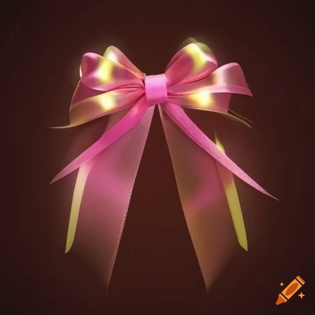 Pink ribbon bow with a subtle yellow glow on Craiyon