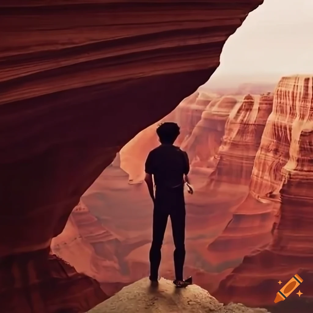 man standing on the edge of a canyon