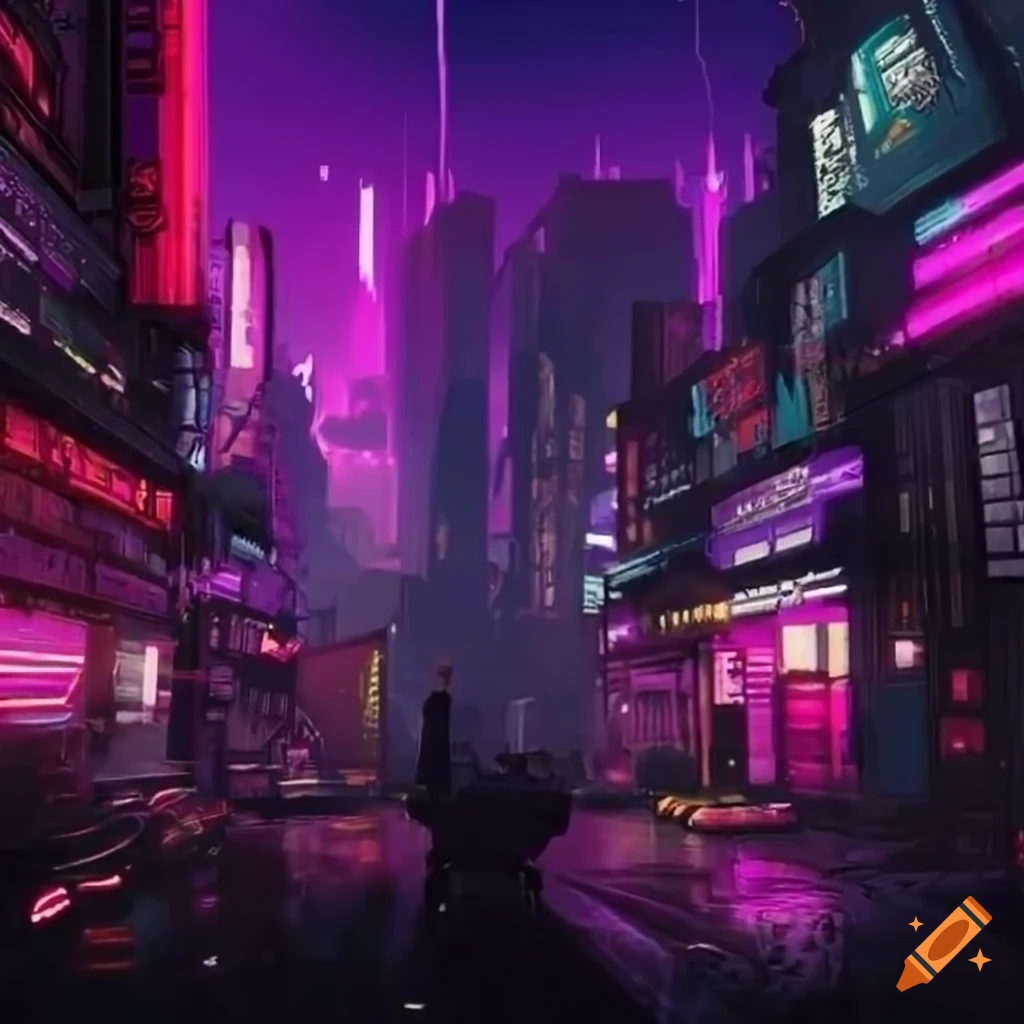cyberpunk gaming scene