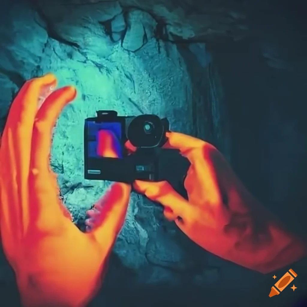 Explorer using thermal camera underground