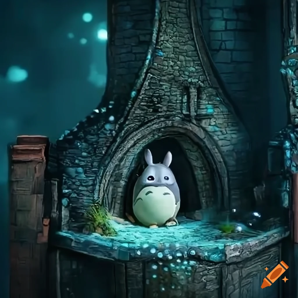 Totoro blade runner inspired video game diorama on Craiyon