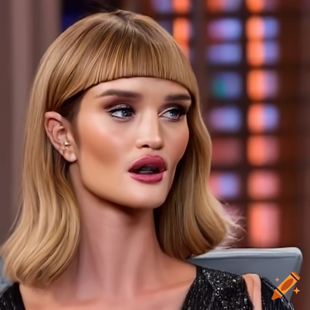 Rosie Huntington-Whiteley getting bangs trimmed